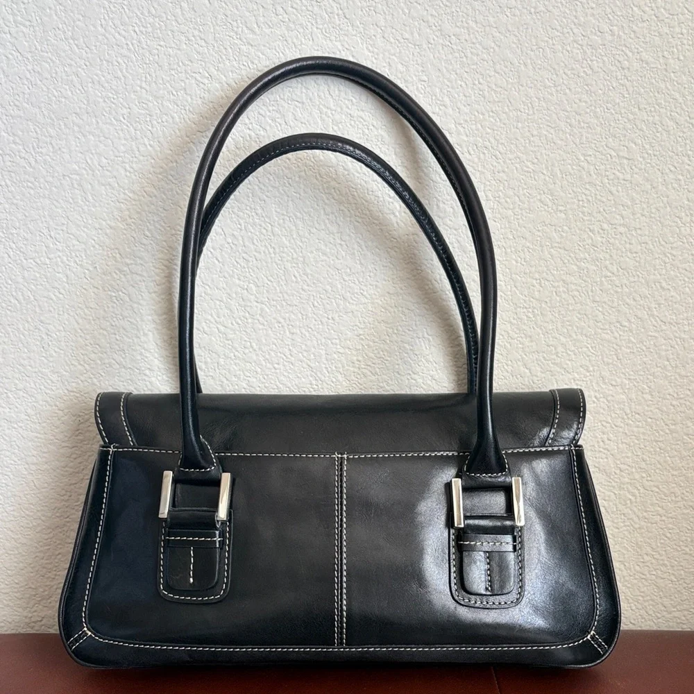 Classic Black Leather Shoulder Bag